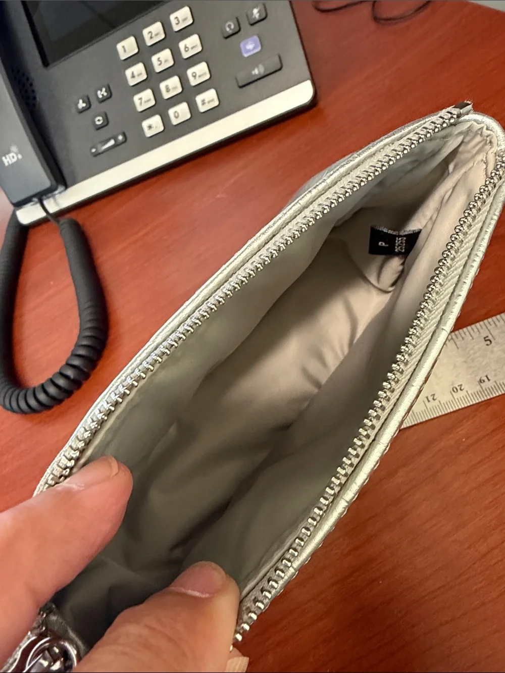MZ WALLACE Silver Croc-Embossed Leather Zip Pouch -women Bags